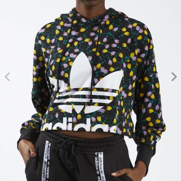 NWOT Adidas cropped floral hoodie - Picture 2 of 8